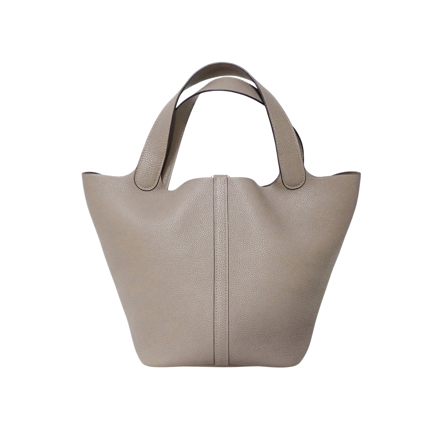 HERMES エルメス ピコタンロック MM トゴ ゴールド金具 D刻印 グレー レディース ハンドバッグ