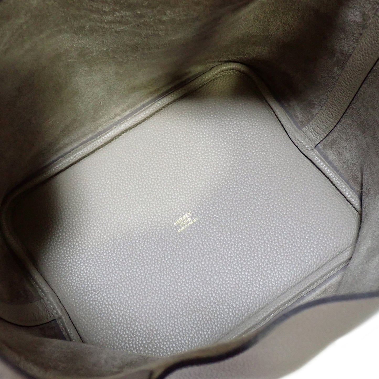 HERMES エルメス ピコタンロック MM トゴ ゴールド金具 D刻印 グレー レディース ハンドバッグ