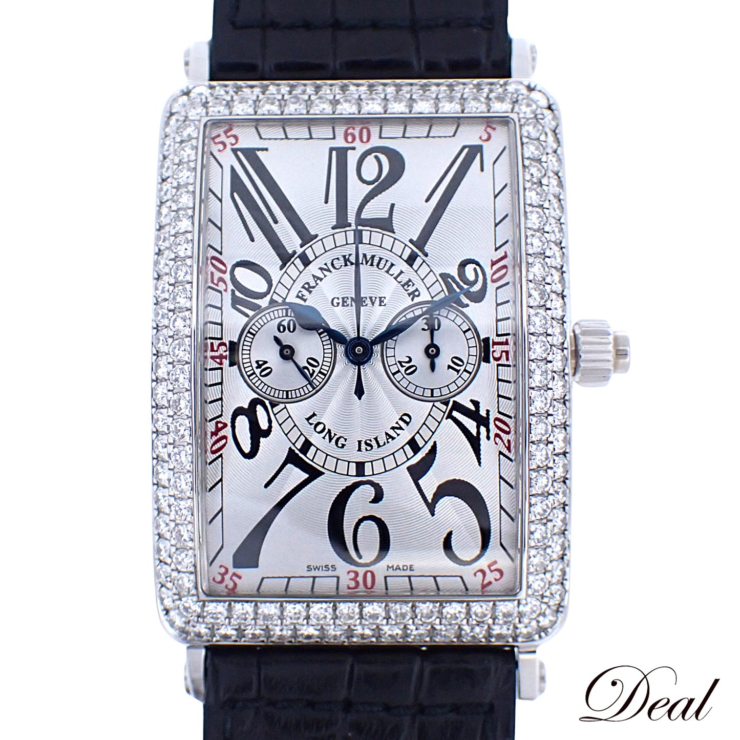 K18WG ベゼルダイヤ FRANCK MULLER フランクミュラー ロングアイランド モノプッシャー クロノグラフ 1100MPD メンズ 腕時計