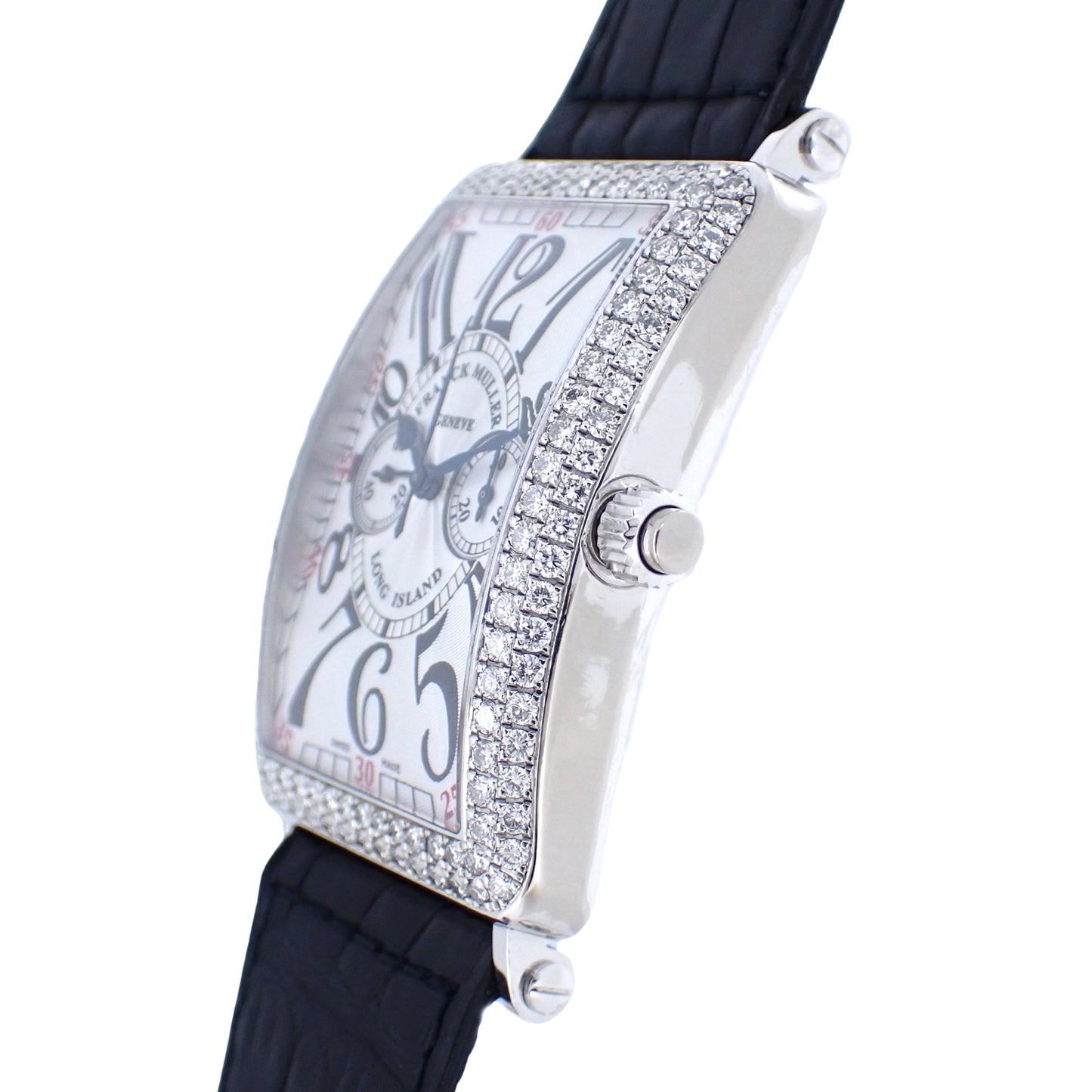 K18WG ベゼルダイヤ FRANCK MULLER フランクミュラー ロングアイランド モノプッシャー クロノグラフ 1100MPD メンズ 腕時計