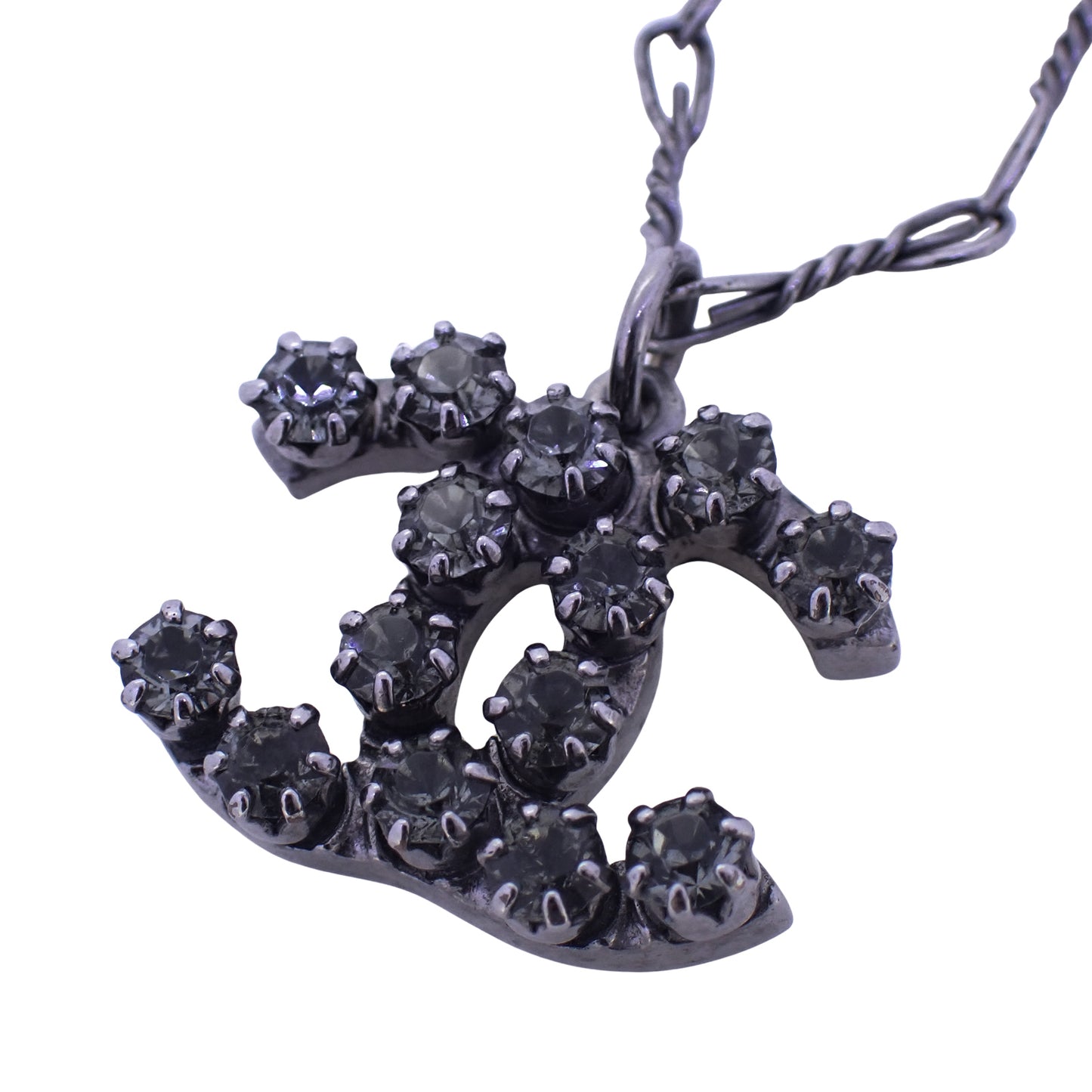 CHANEL シャネル ココマーク ラインストーン 10C ブラック レディース ネックレス