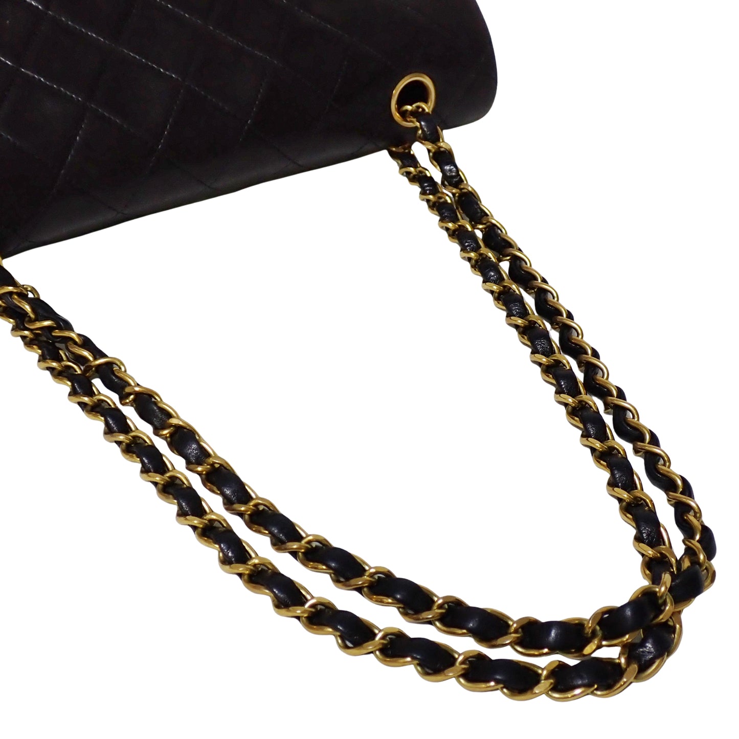 CHANEL シャネル マトラッセ 25 ダブルチェーン ダブルフラップ ゴールド金具 ブラック レディース ショルダーバッグ