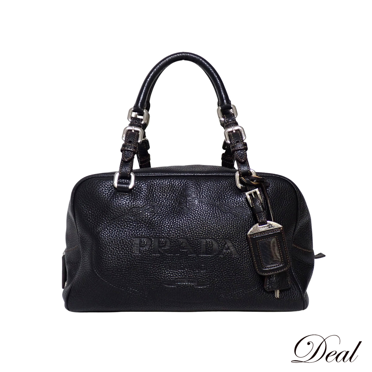 PRADA プラダ ミニボストン レザー BR3090 ヴィッテロダイノ ブラック レディース ハンドバッグ