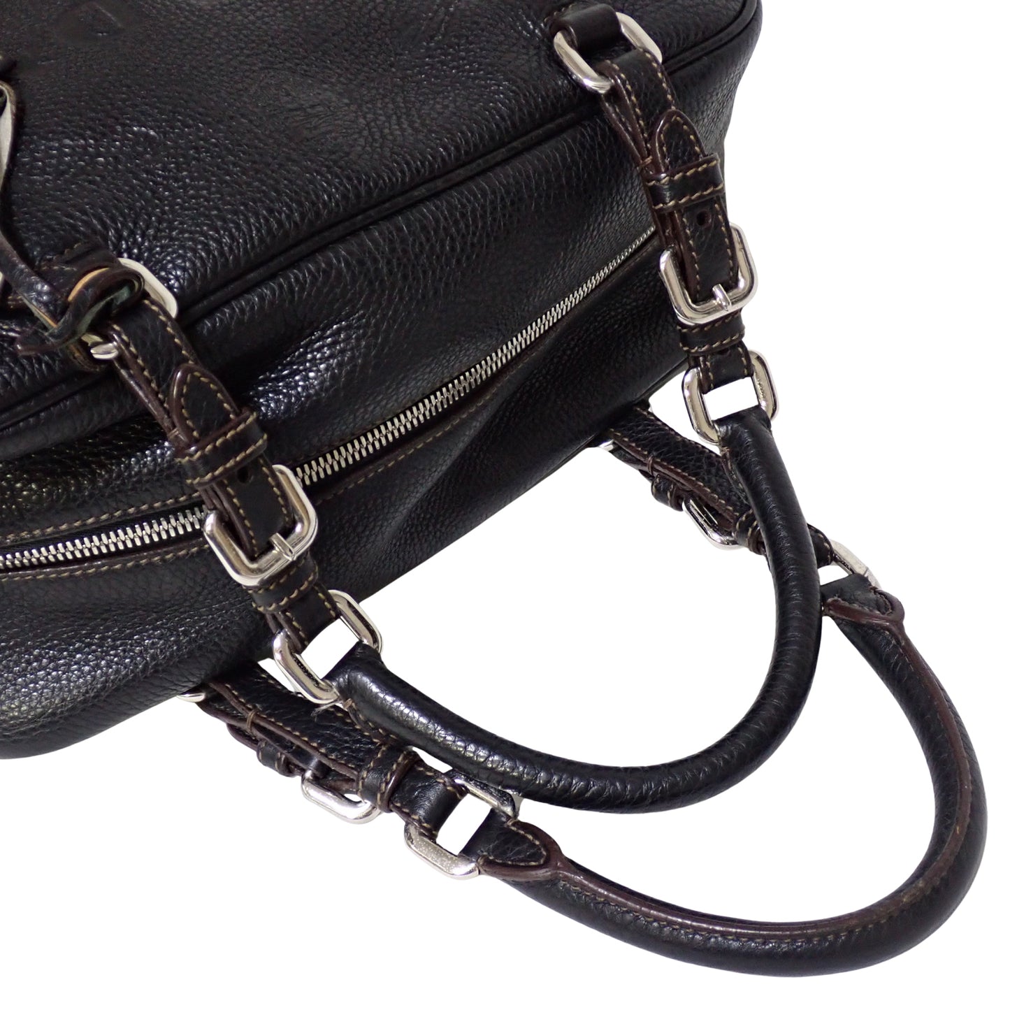 PRADA プラダ ミニボストン レザー BR3090 ヴィッテロダイノ ブラック レディース ハンドバッグ