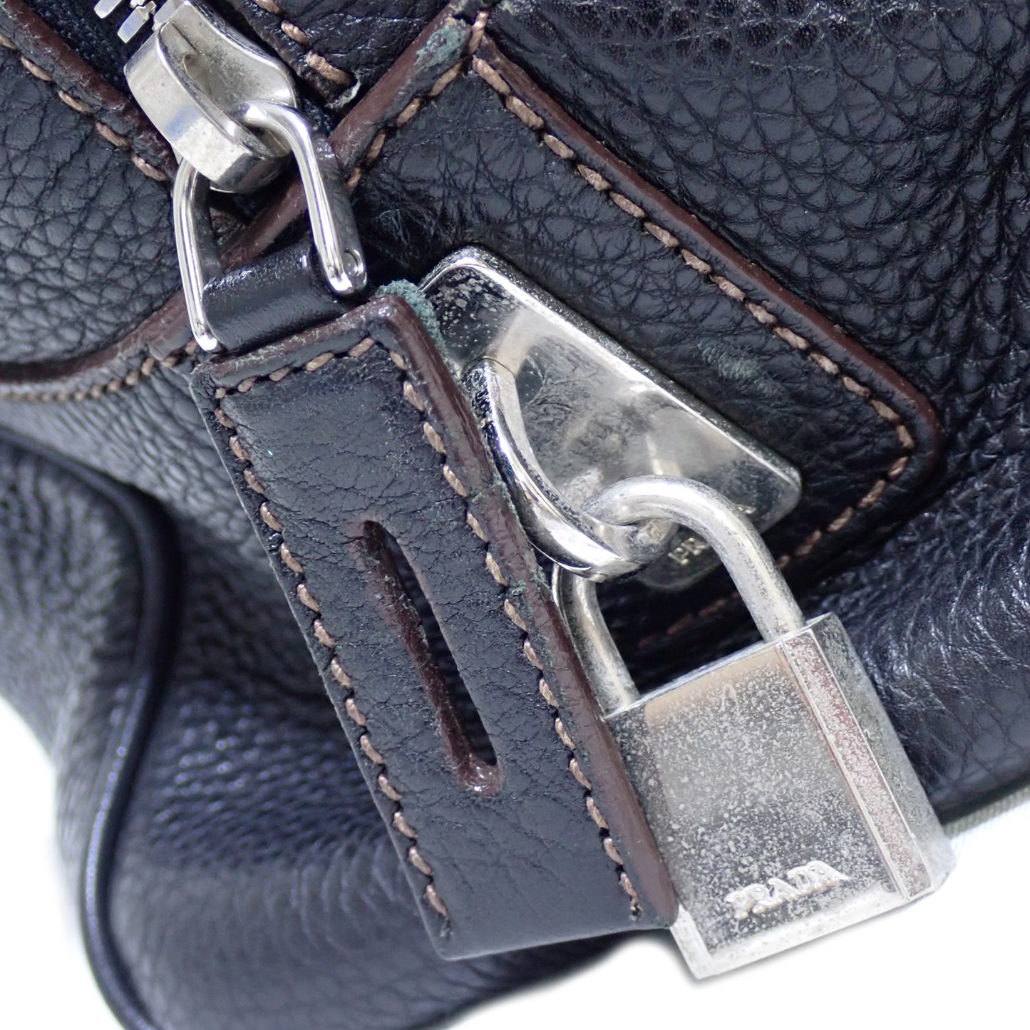 PRADA プラダ ミニボストン レザー BR3090 ヴィッテロダイノ ブラック レディース ハンドバッグ