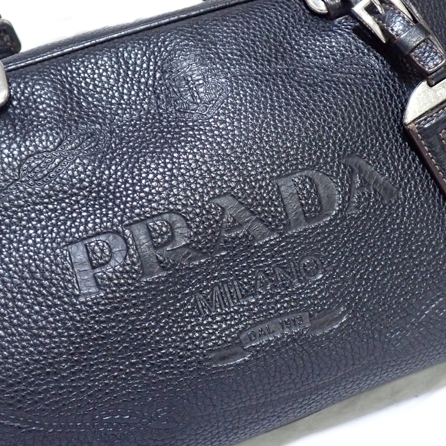 PRADA プラダ ミニボストン レザー BR3090 ヴィッテロダイノ ブラック レディース ハンドバッグ