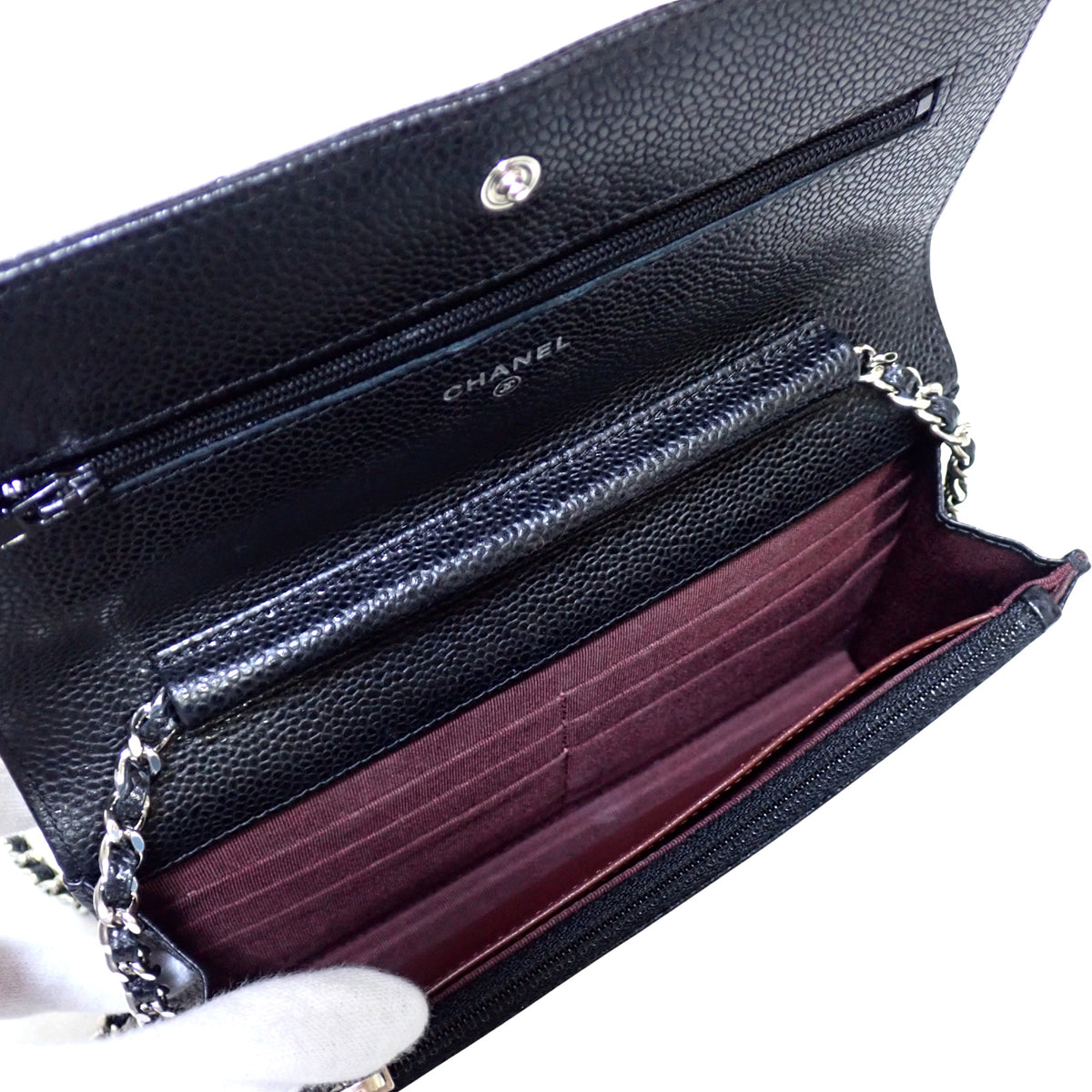CHANEL シャネル マトラッセ チェーンウォレット AP0250 キャビアスキン ブラック ブラック レディース ショルダーバッグ