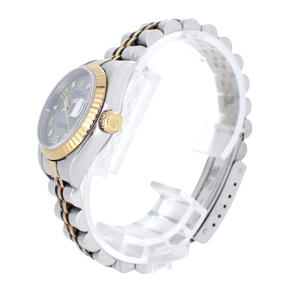 ROLEX ロレックス デイトジャスト Y 79173 SS/YG グレー 飛びアラビア レディース 腕時計