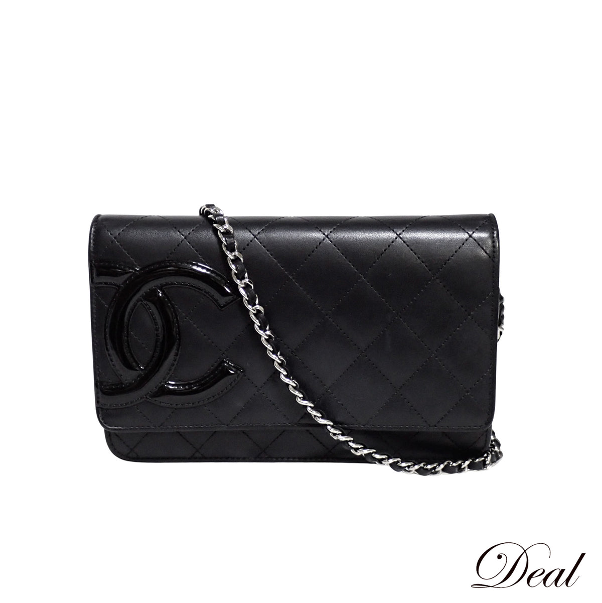 CHANEL シャネル カンボンライン チェーンウォレット A46646 カーフスキン ブラック ブラック レディース ショルダーバッグ