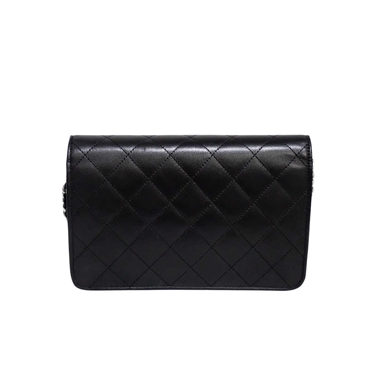 CHANEL シャネル カンボンライン チェーンウォレット A46646 カーフスキン ブラック ブラック レディース ショルダーバッグ