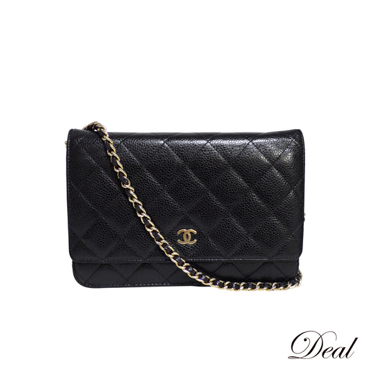 CHANEL シャネル マトラッセ キャビアスキン チェーンウォレット AP0250 ブラック ゴールド金具 ブラック レディース ショルダーバッグ