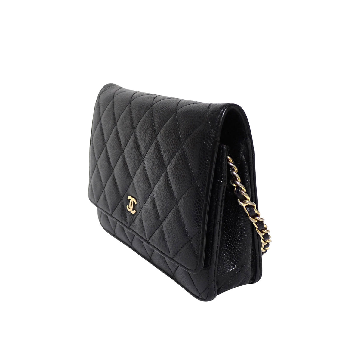CHANEL シャネル マトラッセ キャビアスキン チェーンウォレット AP0250 ブラック ゴールド金具 ブラック レディース ショルダーバッグ