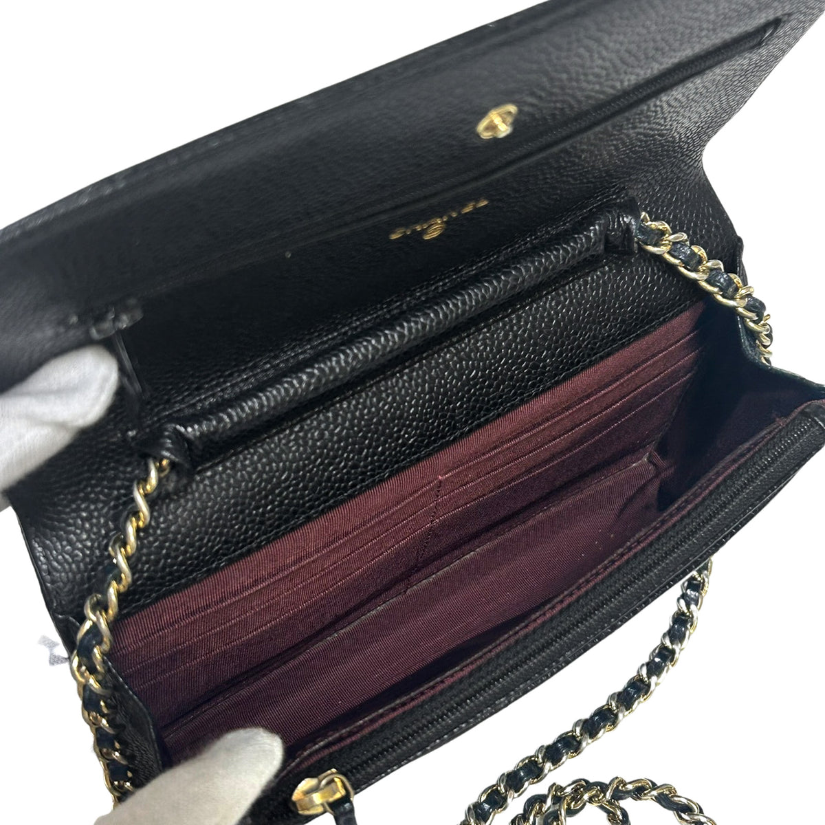 CHANEL シャネル マトラッセ キャビアスキン チェーンウォレット AP0250 ブラック ゴールド金具 ブラック レディース ショルダーバッグ
