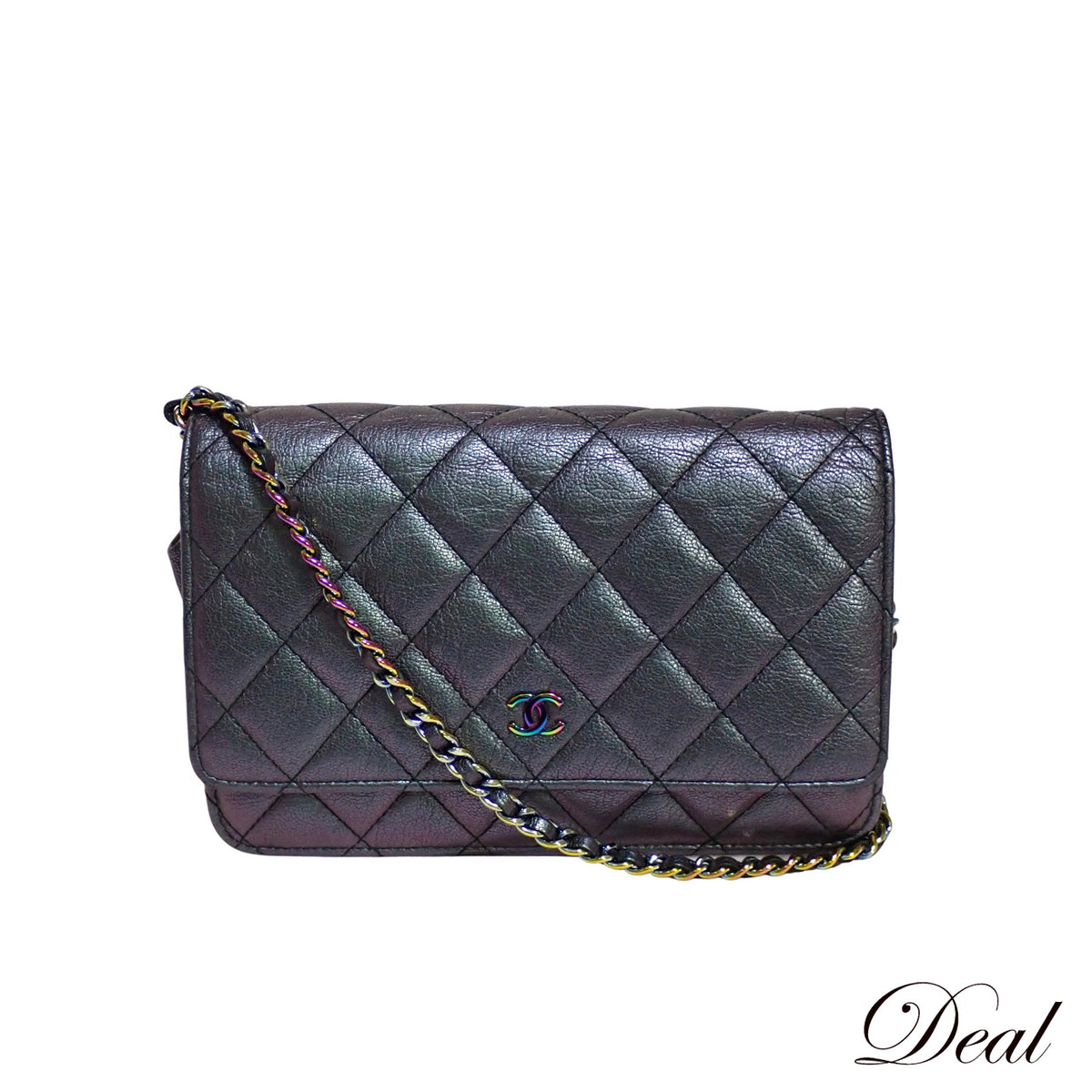 CHANEL シャネル マトラッセ クラシック チェーンウォレット パープル レインボー金具 パープル レディース ショルダーバッグ