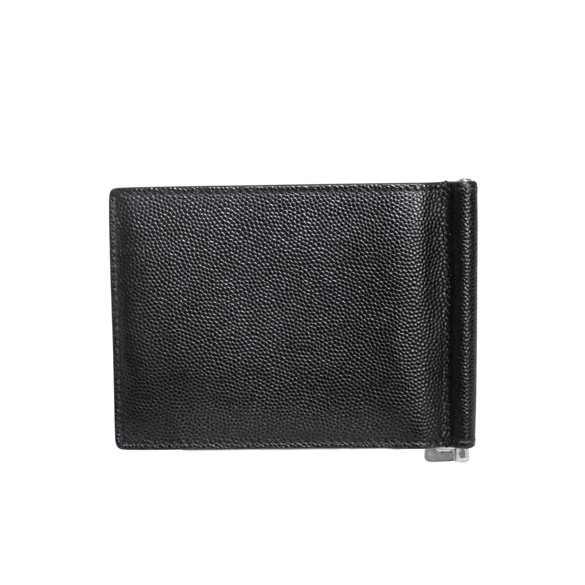 SAINT LAURENT サンローラン マネークリップ ぺブルレザー 378005 BTY0N 1000 ブラック メンズ 二つ折り財布