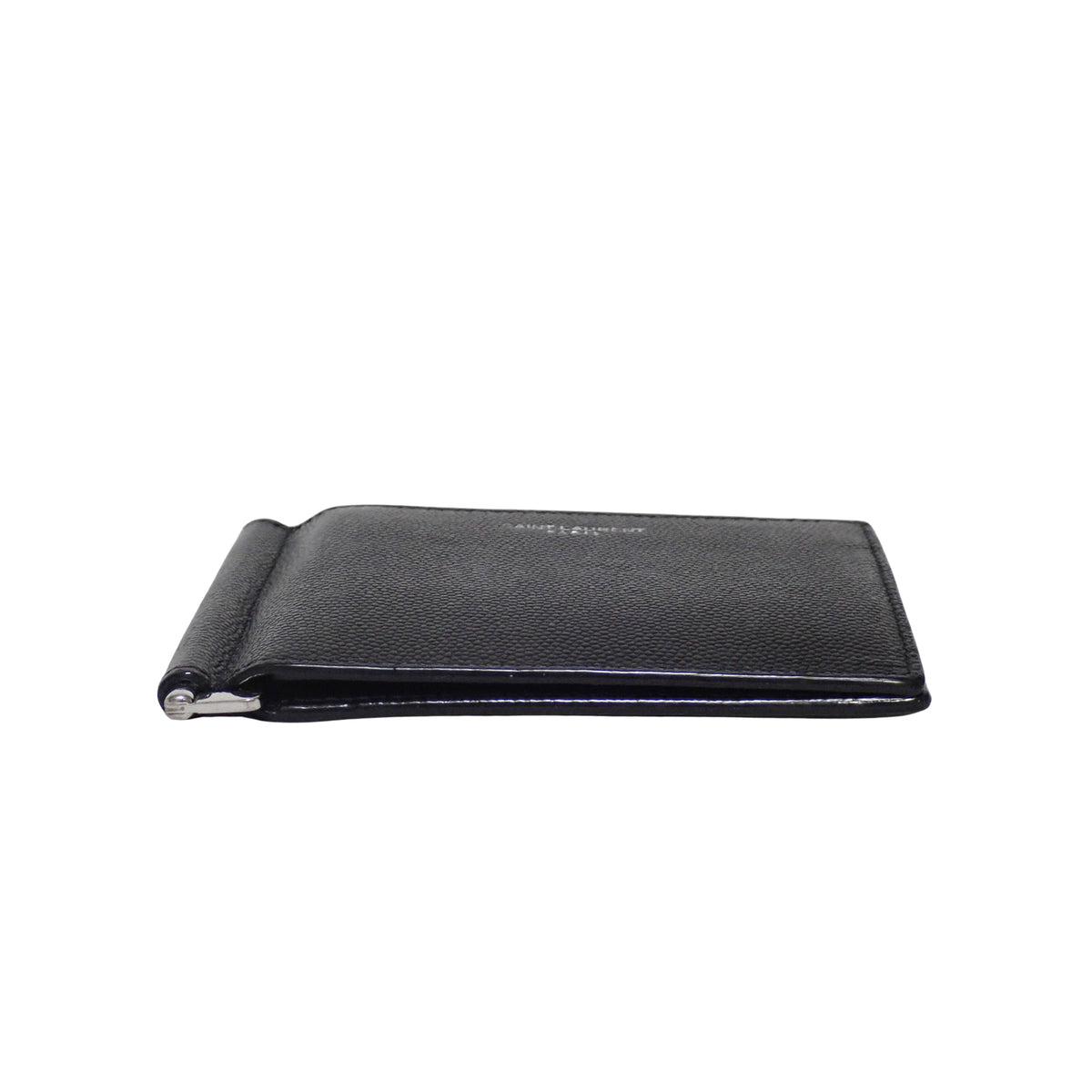 SAINT LAURENT サンローラン マネークリップ ぺブルレザー 378005 BTY0N 1000 ブラック メンズ 二つ折り財布