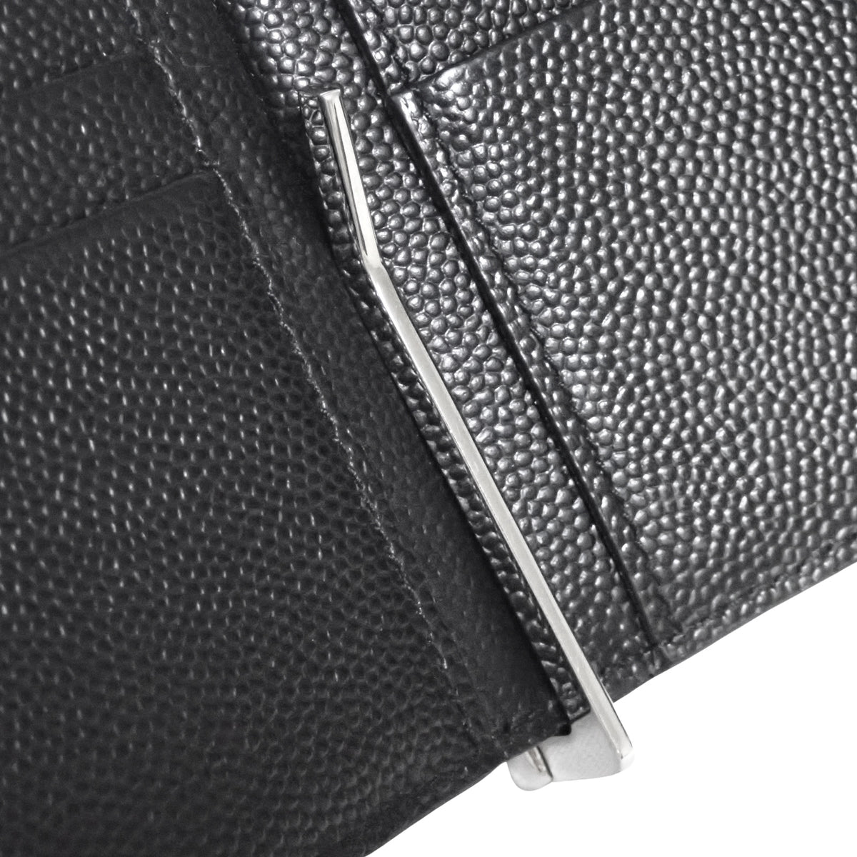 SAINT LAURENT サンローラン マネークリップ ぺブルレザー 378005 BTY0N 1000 ブラック メンズ 二つ折り財布