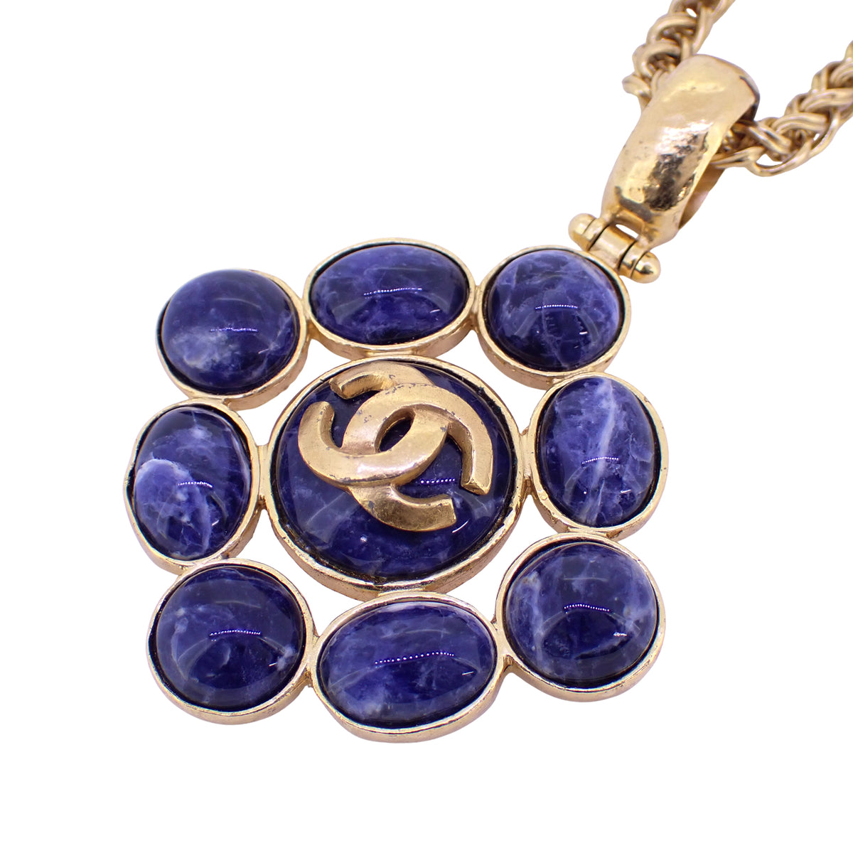 CHANEL シャネル ココマーク グリポア ストーン ヴィンテージ ゴールド レディース ネックレス