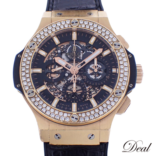 ベゼルダイヤ K18PG HUBLOT ウブロ ビッグバン アエロバン ゴールド 311.PX.1180.GR.1104 メンズ 腕時計