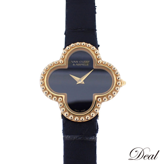 K18YG Van Cleef & Arpels ヴァンクリーフ＆アーペル アルハンブラ 136574 オニキス レディース 腕時計