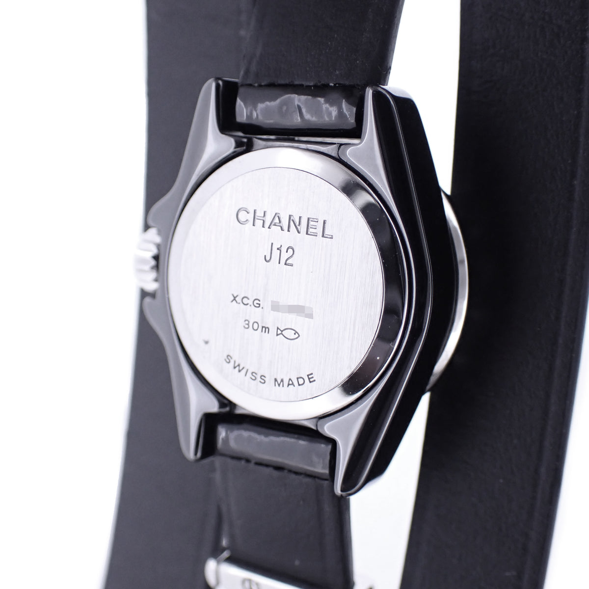 CHANEL シャネル J12 XS 純正ダイヤ Wベルト H4665 ブラック エナメル レディース 腕時計