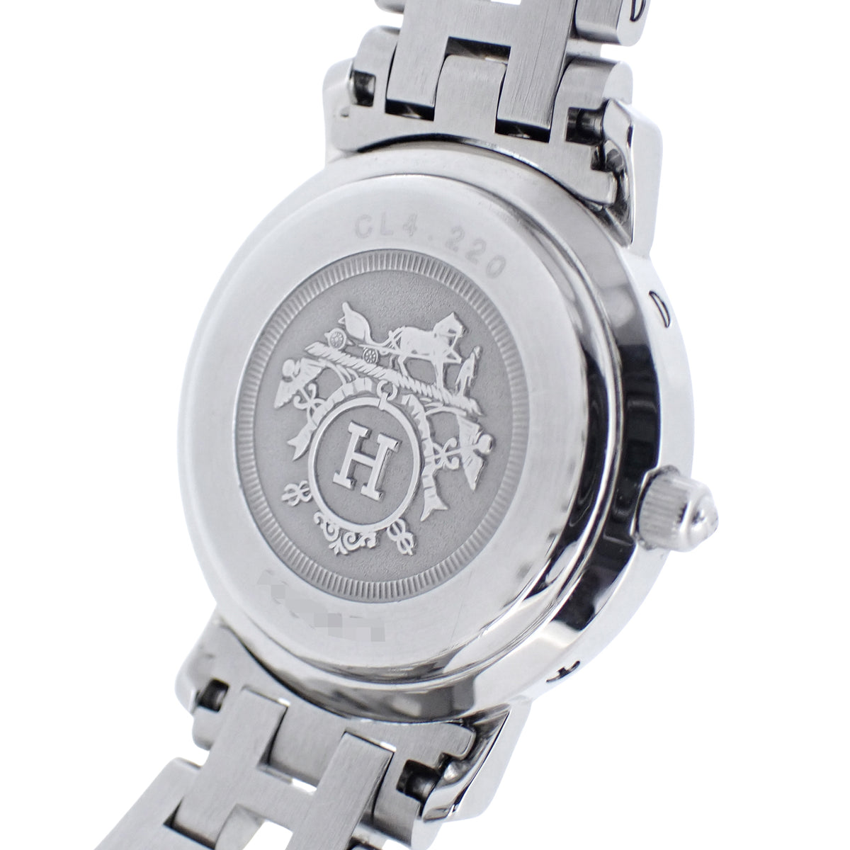 HERMES エルメス クリッパー シェル文字盤 CL4.220 SS/GP レディース 腕時計
