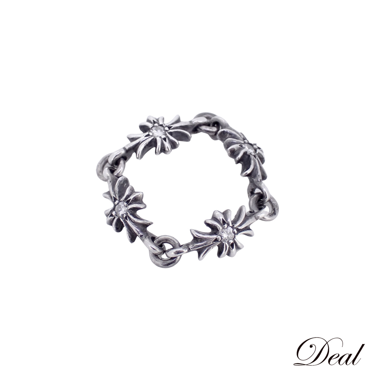 CHROME HEARTS クロムハーツ タイニーE CHプラスダイヤ SV925 4PD シルバー メンズ リング 指輪
