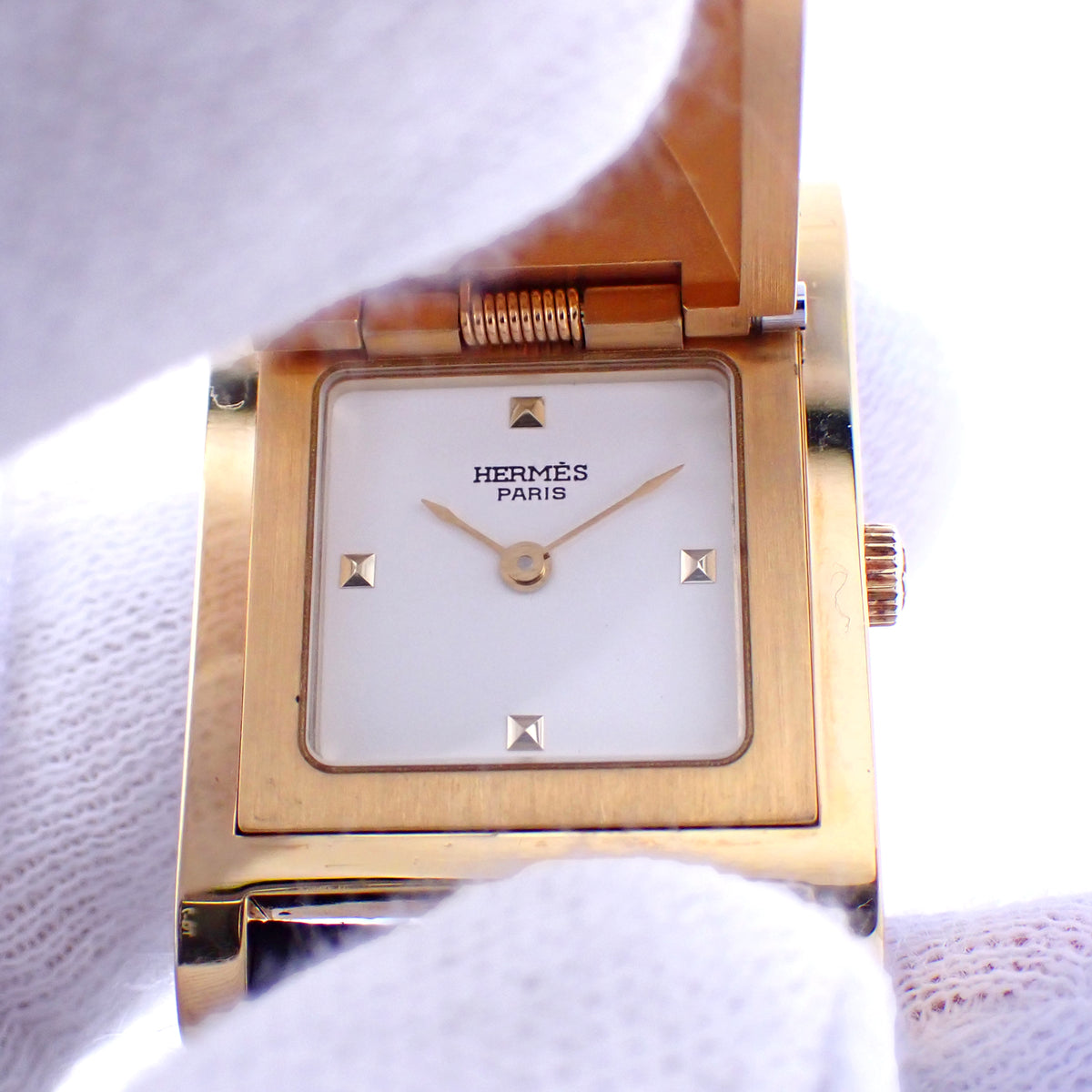 HERMES エルメス メドール ホワイト文字盤 クォーツ レディース 腕時計